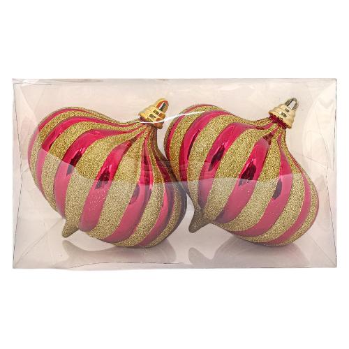 Due Esse Christmas Set addobbi albero di natale (2 pz) Goccia Rosso e Oro XNA24049471 (15cm)