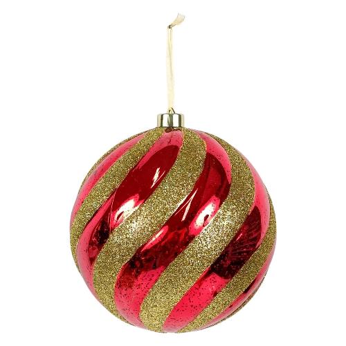 Due Esse Christmas Pallina albero (20cm) Plastica Rosso lucido e Oro XNA24027691