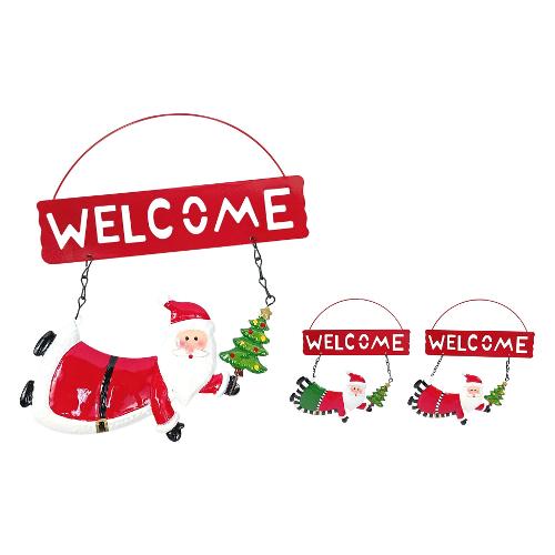 Due Esse Christmas Decoro Appendibile latta Babbo Natale con albero Assortito (20x24 cm) XNA24055121