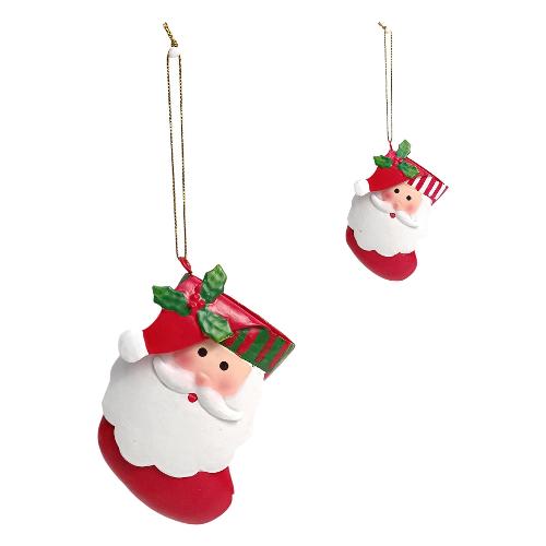 Due Esse Christmas Decoro Appendibile calza con viso babbo Assortito (7x10 cm) XNA24055191