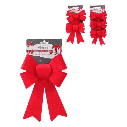 Due Esse Christmas Fiocco decorativo 1, 2 o 3 pz rosso striato oro Assortito XNA24069791