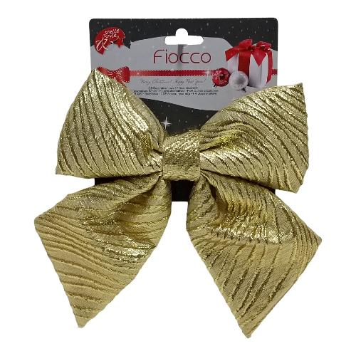 Due Esse Christmas Fiocco decorativo 1 pz strisce ondulate Oro (13x15 cm) XNA24003671
