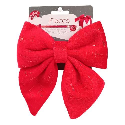 Due Esse Christmas Fiocco decorativo 1 pz Rosso striato oro (13x15 cm) XNA24069841