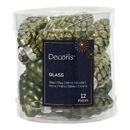 Kaemingk Set addobbi albero di natale (12 pz) Pignette Rosemary green 012101 (2,5x6cm)
