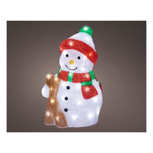 Kaemingk Decoro Pupazzo neve acrilico con luci Bianco (25x20x38 cm) nr 50 luci 490361