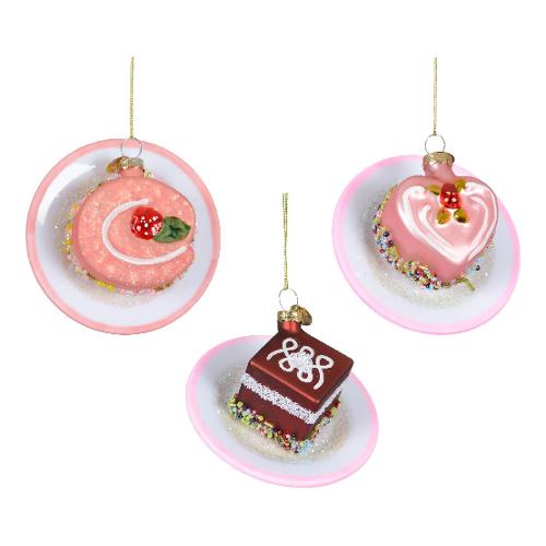 Kaemingk Decoro Pendaglio piattino con torta vetro Assortito (9x4 cm) 129705