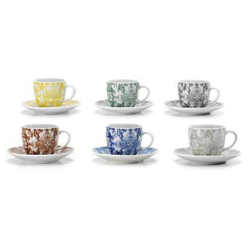 General Trade Set tazzine caffè con piatto 6 pz (90ml) Florica GUSTO CASA Decori assortiti 524313
