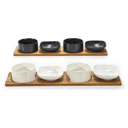 General Trade Set antipasti 4 ciotole e base acacia (50x13cm) GUSTO CASA Assortito 635864