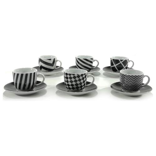 General Trade Set tazzine caffè con piatto 6 pz (90ml) GUSTO CASA Decori assortiti 554404