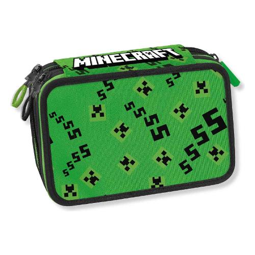 Franco Cosimo Panini Astuccio triplo scomparto accessoriato MINECRAFT Verde e Nero 72514 36 colori con penne e accessori