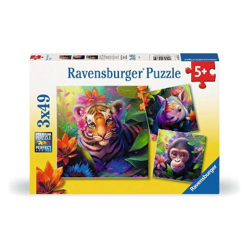 Ravensburger Puzzle 3x49 pz Cuccioli giungla 5a+ (18x18cm) 5735