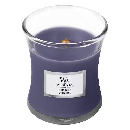 Yankee Candle Candela profumata Hinoki Dahlia (7x8,2cm) Clessidra piccola 20 ore WOODWICK Viola 1743621E
