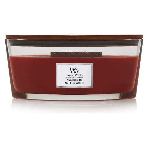 Yankee Candle Candela profumata Cinnamon Chai (19,1x12,1x9,2cm) Ellipse 50 ore WOODWICK Rosso 76104E