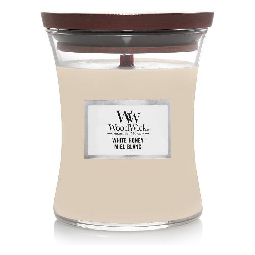 Yankee Candle Candela profumata White Honey (9,7x11,7cm) Clessidra media 60 ore WOODWICK Avorio 92026E