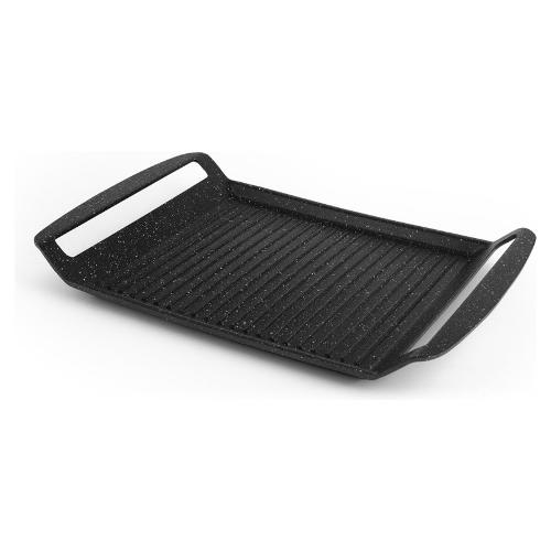 H&H Bistecchiera Alluminio antiaderente piastra rigata (38,5x26cm) Nero 9928800