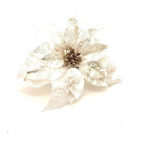 Dhg D.O.O. Pick 27cm.Poinsetia Clip Bianco 25124
