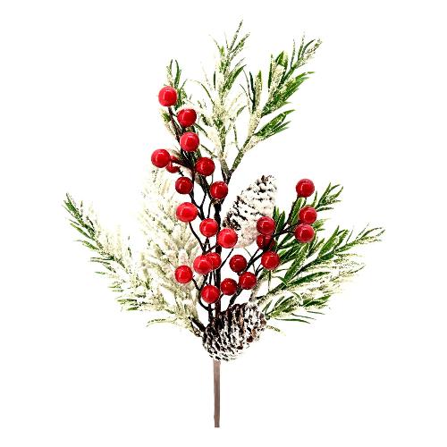 Dhg D.O.O. Stelo natalizio 50cm.Bacche Rosso 17837
