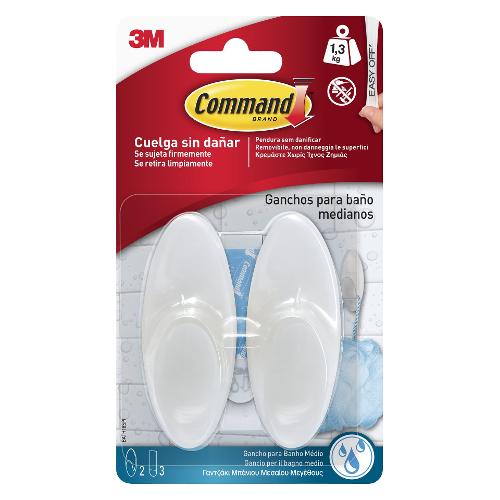 Command Set ganci adesivi portata max 1,3 Kg 3M Bath19 Bianco 7100149631 2 pz