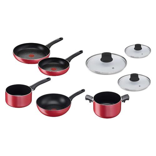 Lagostina Batteria pentole Alluminio antiaderente CUCINA MEDITERRANEA Rosso e Nero 010254600008