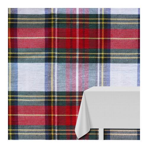 Tessitura Zambaiti Tovaglia Natale LUREX TARTAN Scozzese 01 Bianco (360x140cm) 4554105770301