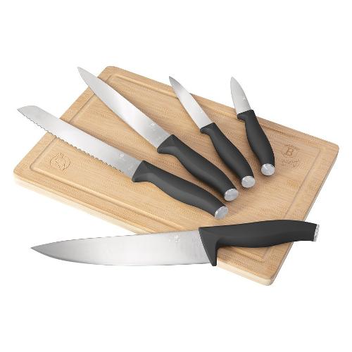 Berlinger Haus Set coltelli da cucina Inox 5 pz con tagliere ANTHRACITE Grigio scuro BH 2961