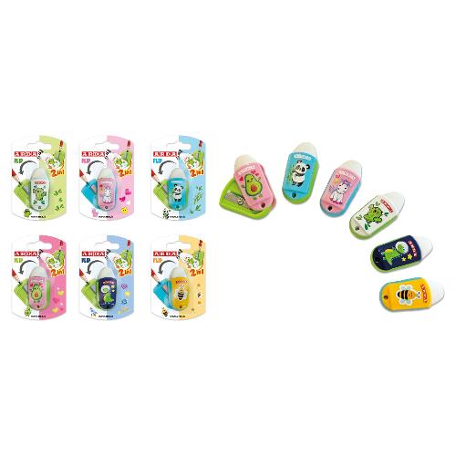 Arda Temperamatite con serbatoio Flip Open & Close con gomma FANCY assortito TE815