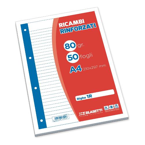 Blasetti Fogli ad anelli Rinforzati A4 1R (1 rigo) 7092 Confezione da 50 fg