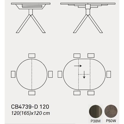 Calligaris GIOVE Tavolo Allungabile Lava opaco e Bronzo ossido (165-120cm)