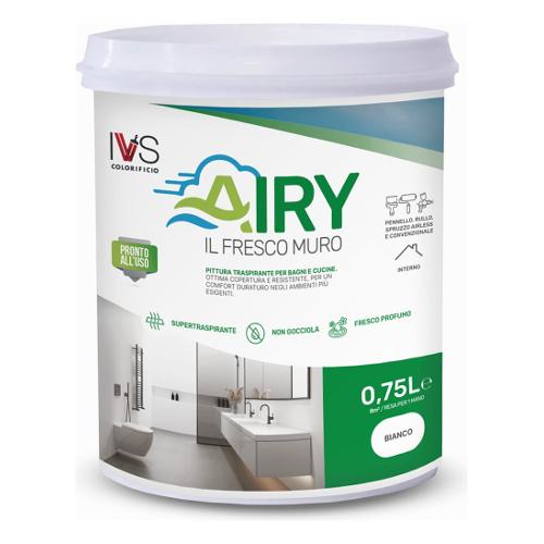 Ivs Idropittura per muro AIRY Traspirante Bagni e Cucine Bianco opaco 750 ml FI5370K00511V0