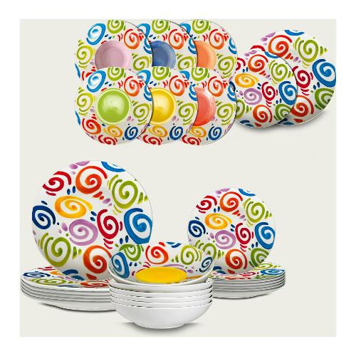 Ar.Ca. Servizio piatti Porcellana 18 pz BRIO Multicolore 956054