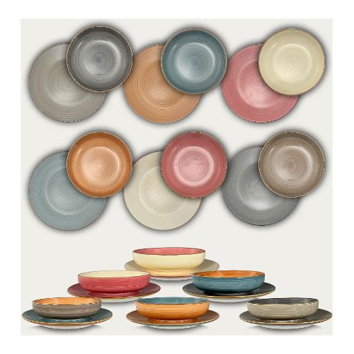 Ar.Ca. Servizio piatti Ceramica 12 pz MAYA Multicolore 956000