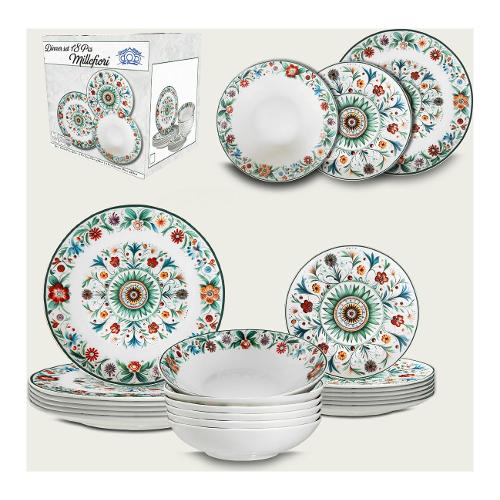 Ar.Ca. Servizio piatti Porcellana 18 pz MILLEFIORI Multicolore 956049