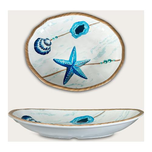 Ar.Ca. Piatto portata Melamina (36x28x5cm) MARINE Bianco e Azzurro 58547