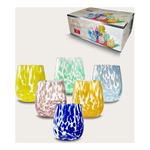 Ar.Ca. Set bicchieri Acqua 6 pz (330ml) GOCCE DI LUNA Colori assortiti 58824