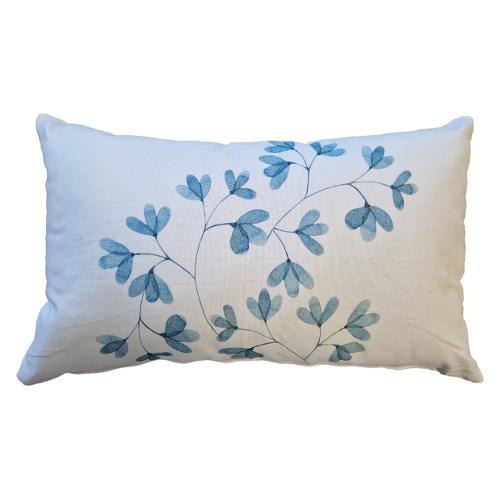 Olibò Cuscino arredo LEAFBLISS Bianco e Azzurro (30x50cm)