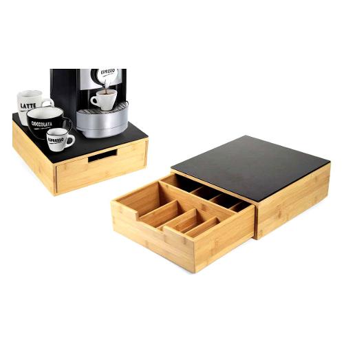 Gicos Cassetto ordinatore multiuso con divisori interni (30x32x10cm) LEGNO&DISEGNO Naturale e Nero 890833
