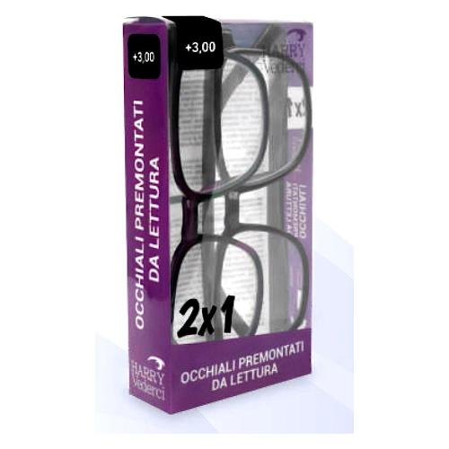 T Tex Occhiali da lettura +3 HARRY VEDERCI Conf. 2 pz Nero e Viola 64649