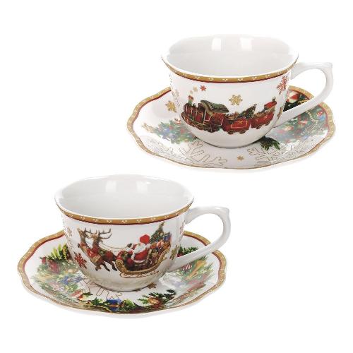 Brandani Set tazze da the 2 pz con piatto CHRISTMAS Bianco multicolore 89902