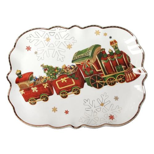 Brandani Vassoio natalizio Trenino Porcellana (33,5x25cm) CHRISTMAS Bianco multicolore 89924
