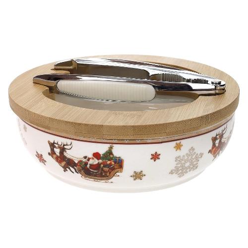 Brandani Porta noci (19,5cm) con schiaccianoci CHRISTMAS Bianco multicolore 89925