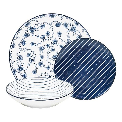 Amicasa Servizio piatti Porcellana 18 pz GIUSY Blu Art 52
