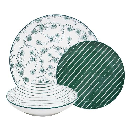 Amicasa Servizio piatti Porcellana 18 pz GIUSY Verde Art 51