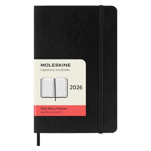Moleskine Agenda giornaliera 2026 12m Gen-Dic Pocket Soft Nero (9x14 cm) 74634