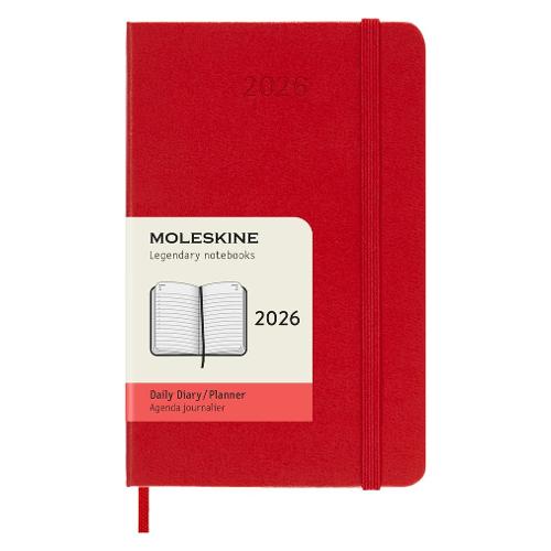 Moleskine Agenda giornaliera 2026 12m Gen-Dic Pocket Hard Rosso (9x14 cm) 74610