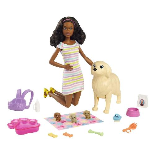 Mattel Bambola con cuccioli appena nati e accessori (30cm) BARBIE HCK75