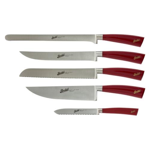 Berkel Set coltelli cucina Inox 5 pz Chef ELEGANCE Rosso KEP5CN00SRRBL