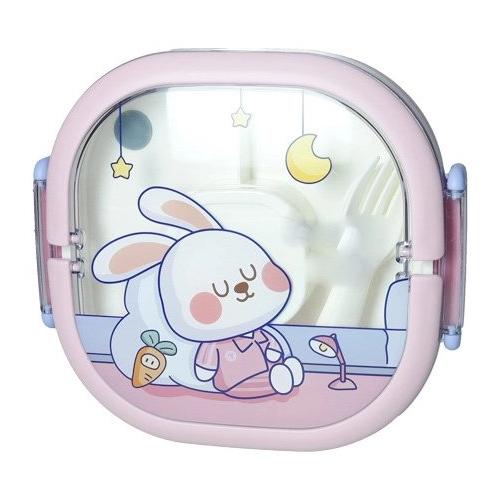 Brandani Porta pasto (18x17x7cm) 5 sc con posate Rosa 51476