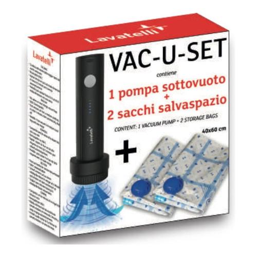 Lavatelli Pompa sottovuoto USB ricaricabile con 2 sacchetti indumenti 40x60 cm VAC U SET 513