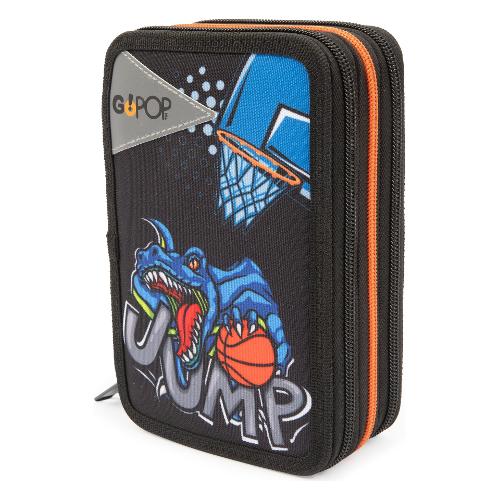 Go Pop Astuccio triplo scomparto accessoriato SLAM DUNK Blu e Arancio GG9X9210 36 colori con penne e accessori