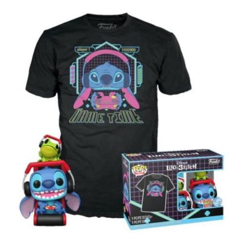 Funko POP DISNEY Lilo & Stitch Gamer with Frog + T Shirt 85761